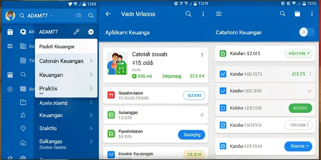 Tampilan antarmuka ADAM77 untuk Catatan Keuangan yang sederhana dan intuitif.