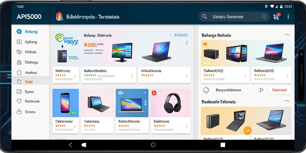 Antarmuka aplikasi API5000 yang menarik untuk belanja elektronik.
