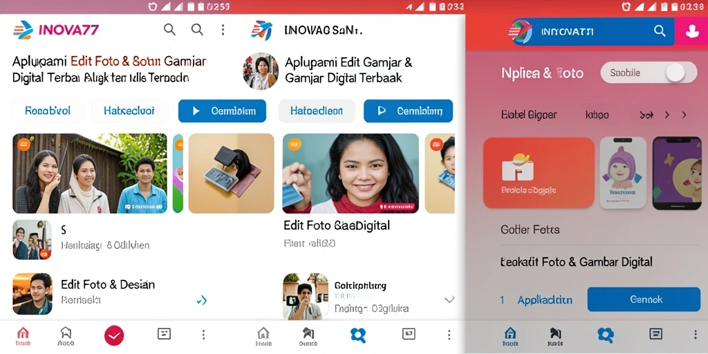 Antarmuka intuitif INOVA77 yang memudahkan proses edit foto.