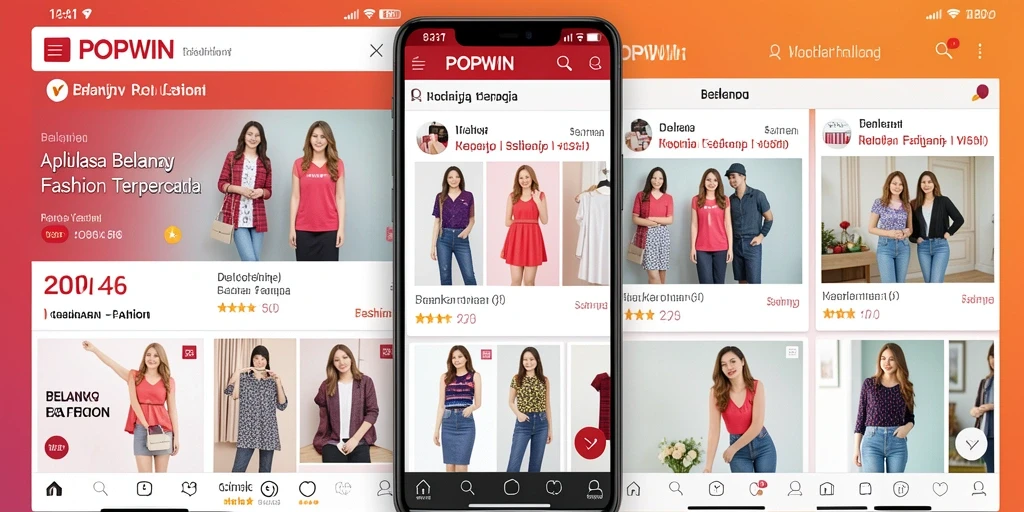 Tampilan utama aplikasi POPWIN dengan koleksi fashion terbaru.