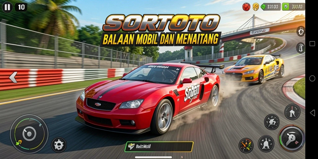 Antarmuka utama SORTOTO dengan fitur balapan yang menyenangkan