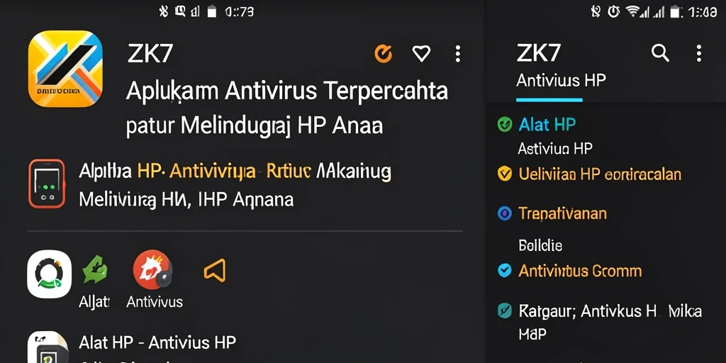 Screenshot antarmuka ZK7 yang menunjukkan fungsi pemindaian Antivirus HP.